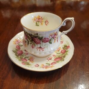 Queen's Rosina China Co Floral Bone China Teacup and Saucer Set